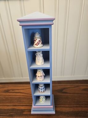Jim Shore Blue and Pink Tiered Miniature Display Shelf